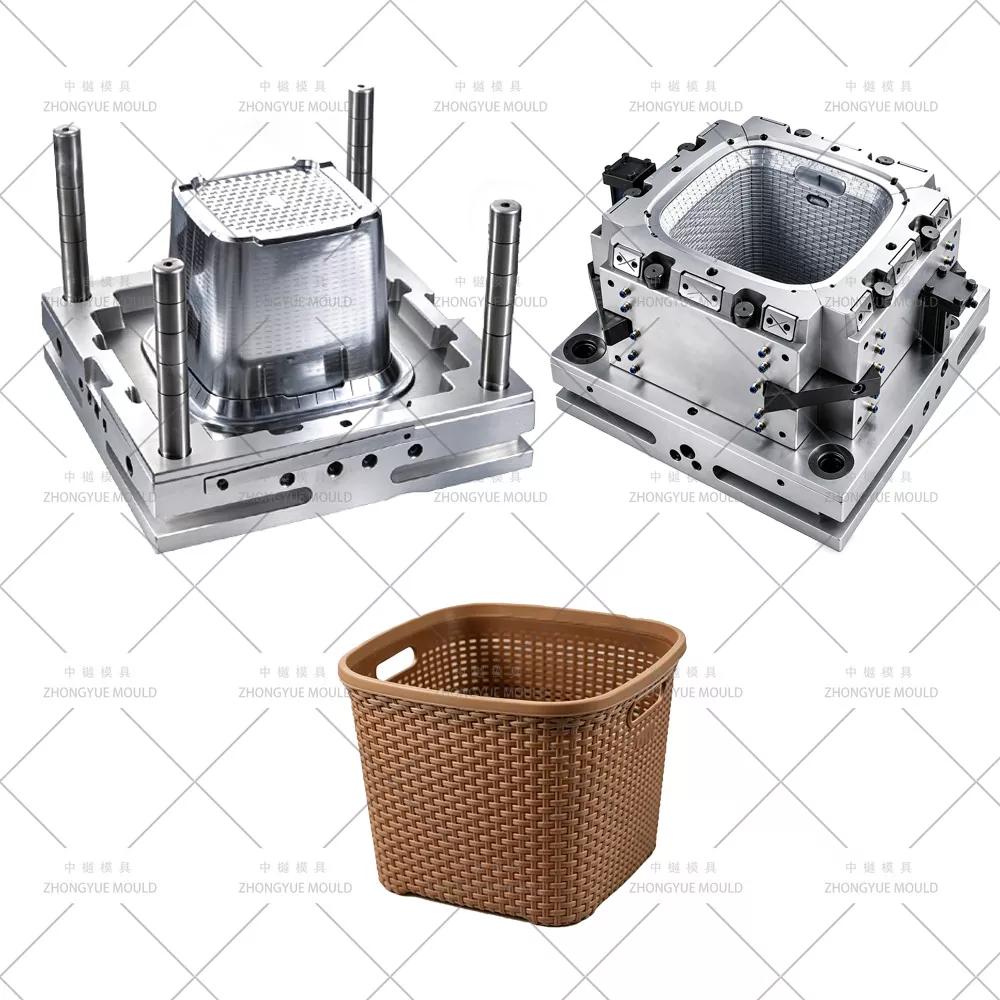 Khuôn nhựa đựng giỏ vải bẩn bằng mây nhựa