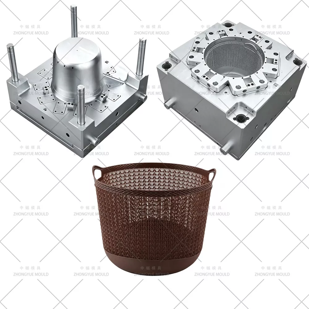 Khuôn giỏ đựng đồ giặt ngắn bằng mây nhựa tròn