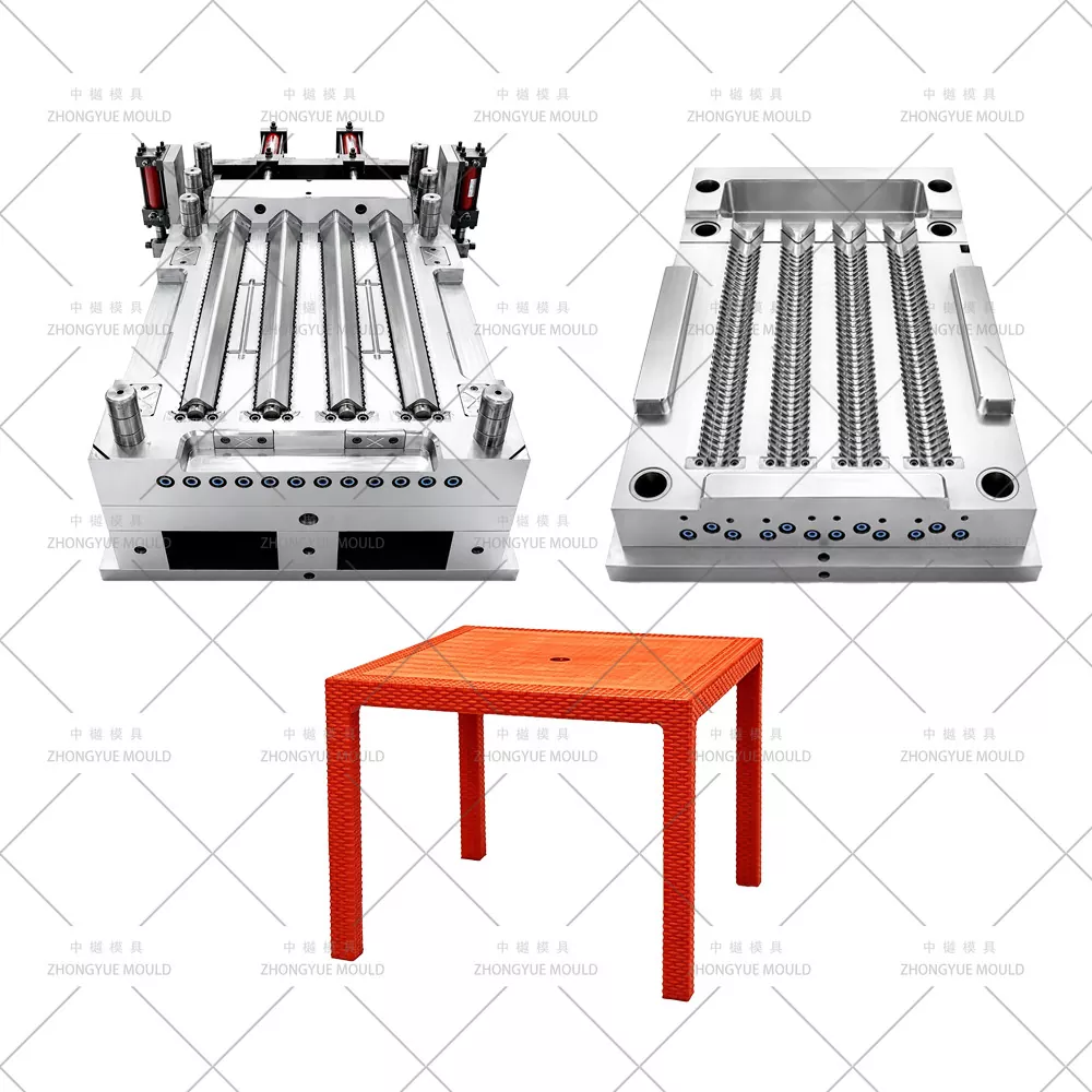 Khuôn chân bàn mây nhựa chia đôi